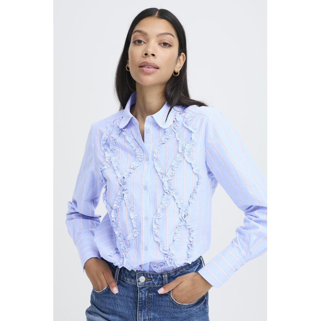 B.young Dame Skjorte Byxjisoo - Light Blue Stripe