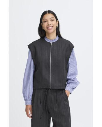 B.young Dame Vest Byxdayo - Dark Grey Pinstripes