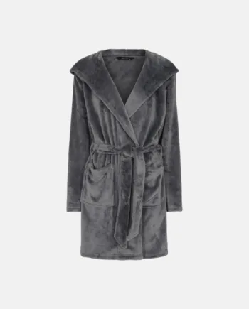 Kort Badekåbe Med Hætte | 100% Polyester | Grå
