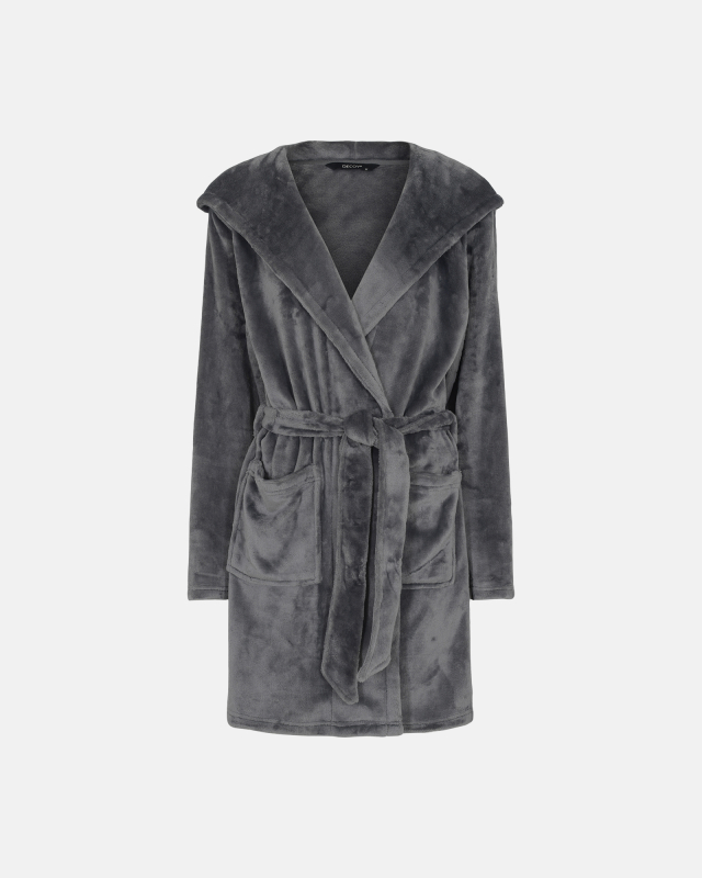 Kort Badekåbe Med Hætte | 100% Polyester | Grå