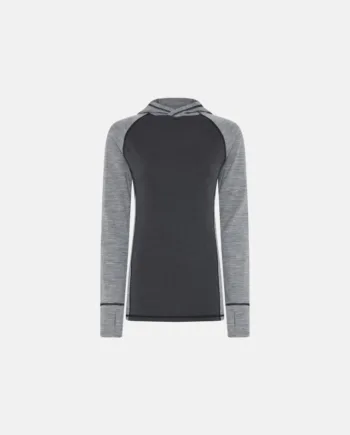 Langærmet T-shirt Med Hætte | 100 % Merino Uld | Grå