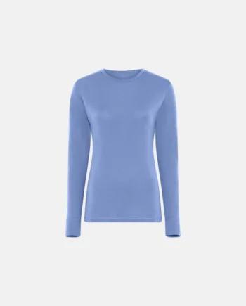 Langærmet T-shirt | 100% Merino Uld | Blå