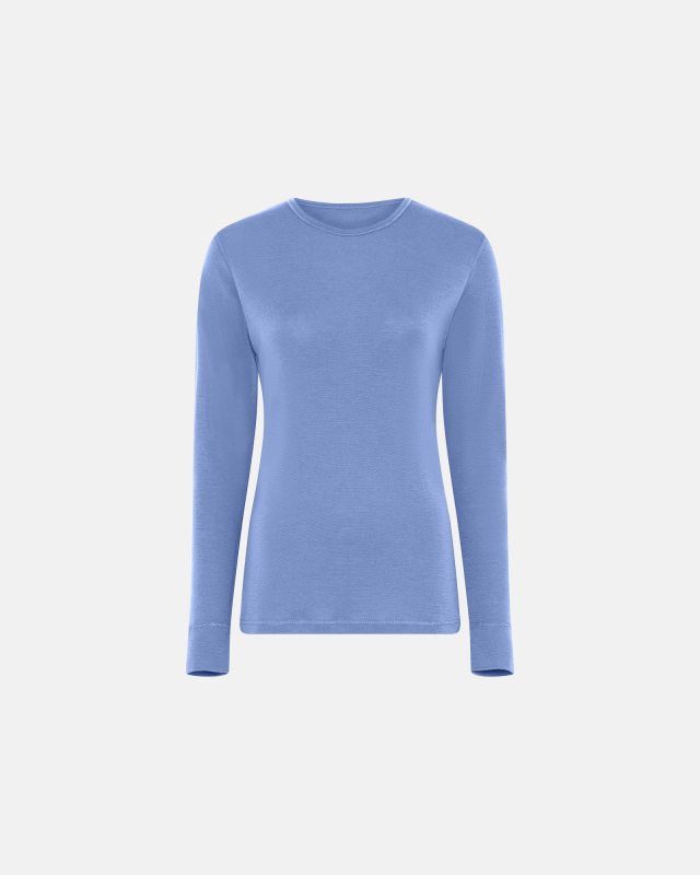 Langærmet T-shirt | 100% Merino Uld | Blå