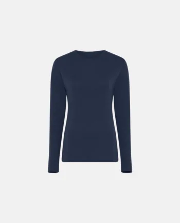 Langærmet T-shirt | 100% Merino Uld | Navy