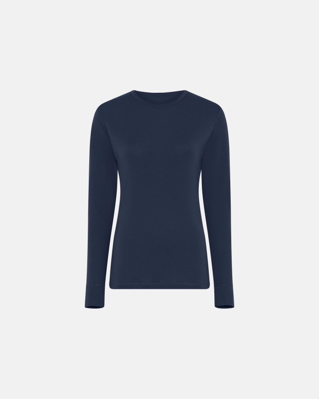 Langærmet T-shirt | 100% Merino Uld | Navy