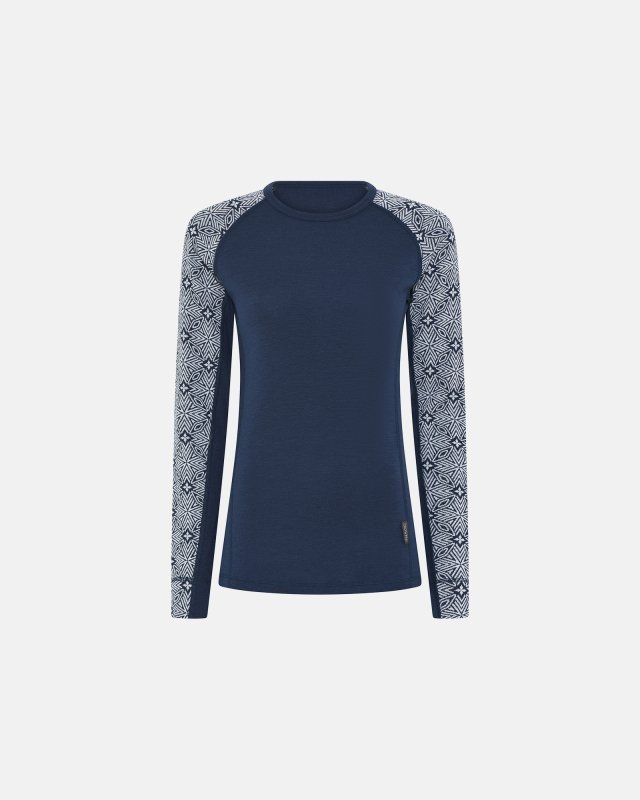 Langærmet T-shirt | 100% Merino Uld | Navy