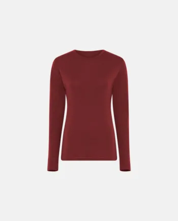 Langærmet T-shirt | 100% Merino Uld | Rød