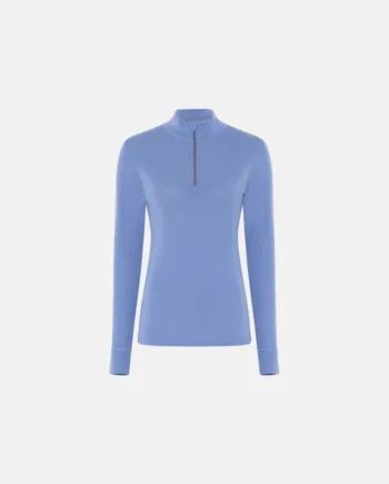 Langærmet T-shirt "half Zip" | 100% Merino Uld | Blå