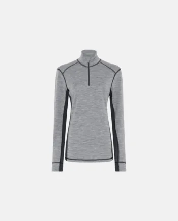 Langærmet T-shirt "half Zip" | 100% Merino Uld | Grå