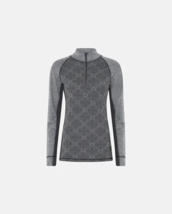 Langærmet  -shirt  Quot Half Zip Quot    100  Merino Uld   Grå