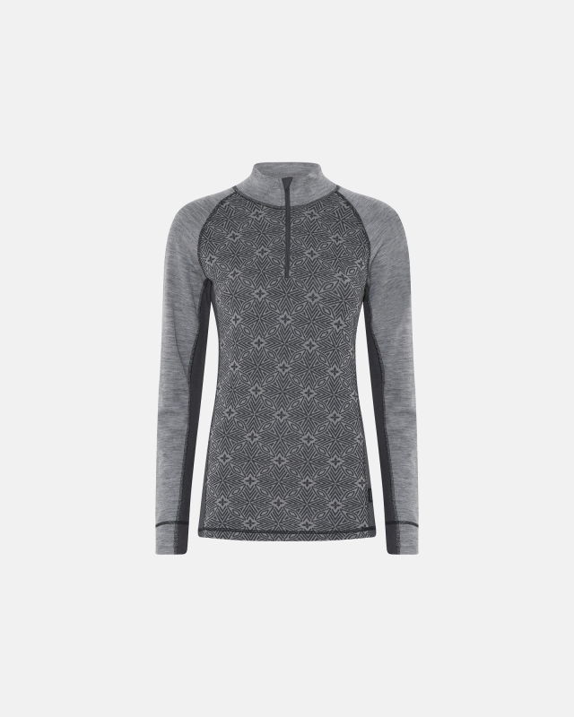 Langærmet -shirt Quot Half Zip Quot 100 Merino Uld Grå