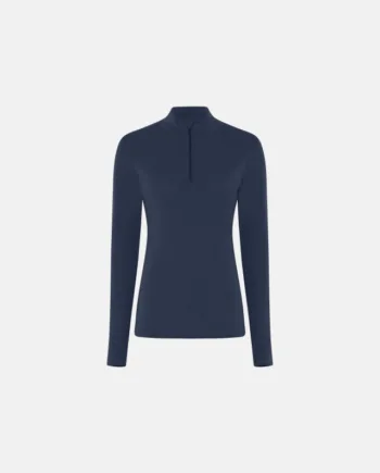 Langærmet T-shirt "half Zip" | 100% Merino Uld | Navy