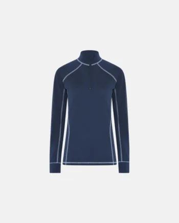 Langærmet T-shirt "half Zip" | 100% Merino Uld | Navy