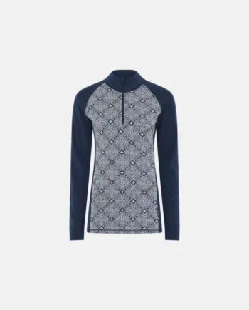 Langærmet  -shirt  Quot Half Zip Quot    100  Merino Uld   Navy