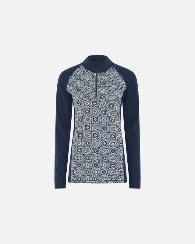 Langærmet -shirt Quot Half Zip Quot 100 Merino Uld Navy