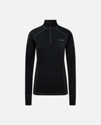 Langærmet  -shirt  Quot Half Zip Quot    100  Merino Uld   Sort