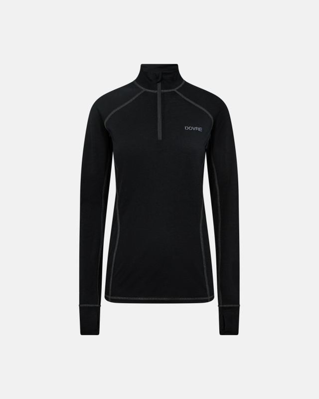 Langærmet -shirt Quot Half Zip Quot 100 Merino Uld Sort