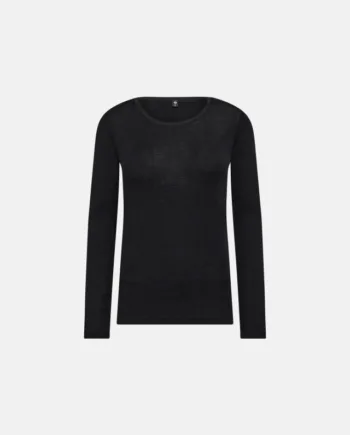 Langærmet T-shirt | 100% Uld | Sort