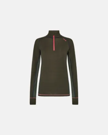 Langærmet Undertrøje  Quot Half Zip Quot    100  Uld   Grøn