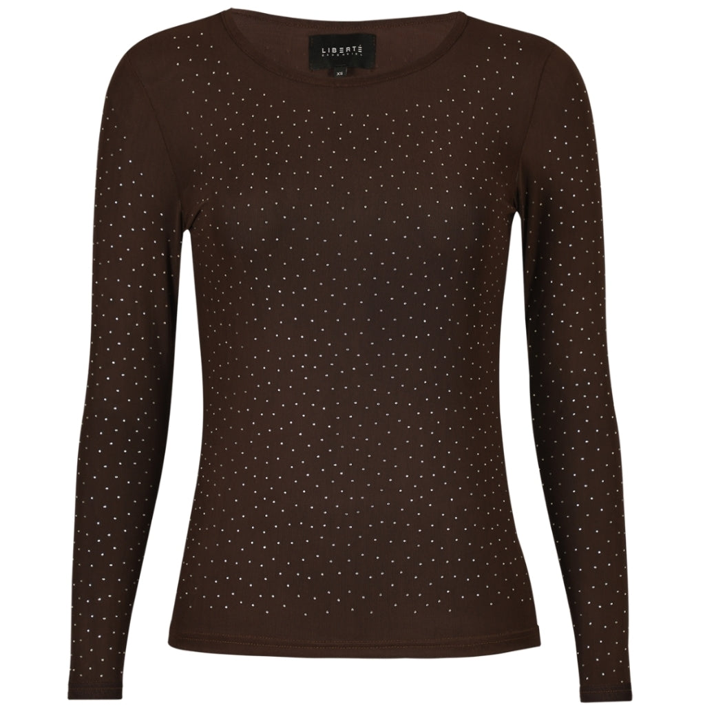 Libertã Dame Bluse Mesh - Dark Brown Diamond Dot