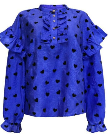 Libertã Dame Bluse Tia - Cobolt Blue Black Heart