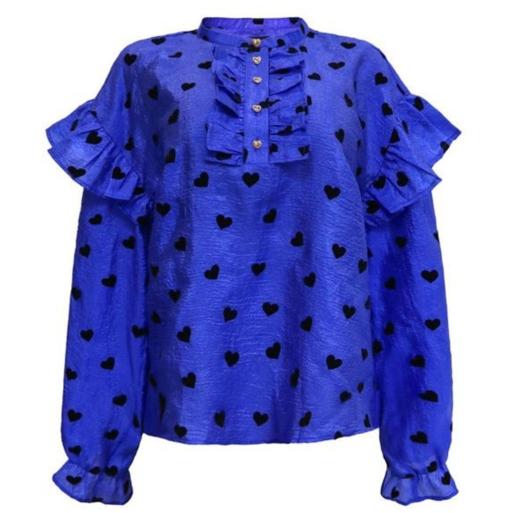 Libertã Dame Bluse Tia - Cobolt Blue Black Heart