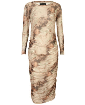 Libertã Dame Kjole Mesh Ls Long Dress - Brown Gold Marble