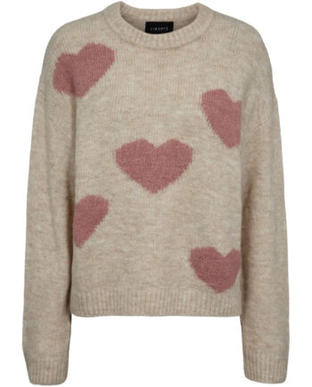 Liberte Dame Pullover Strik Fro - Ivory Rose Heart