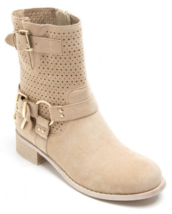 Malou Dame Bikerstøvler 9636a - Beige