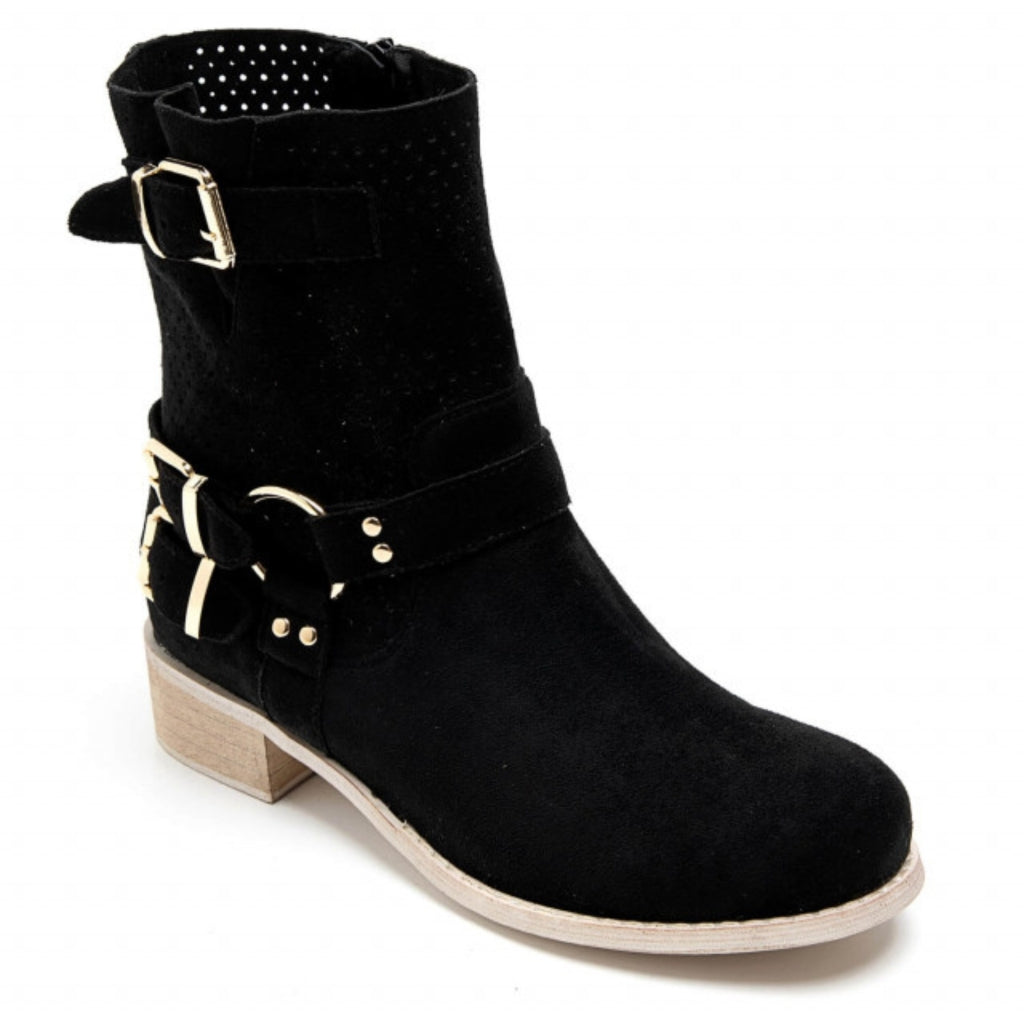 Malou Dame Bikerstøvler 9636a - Black