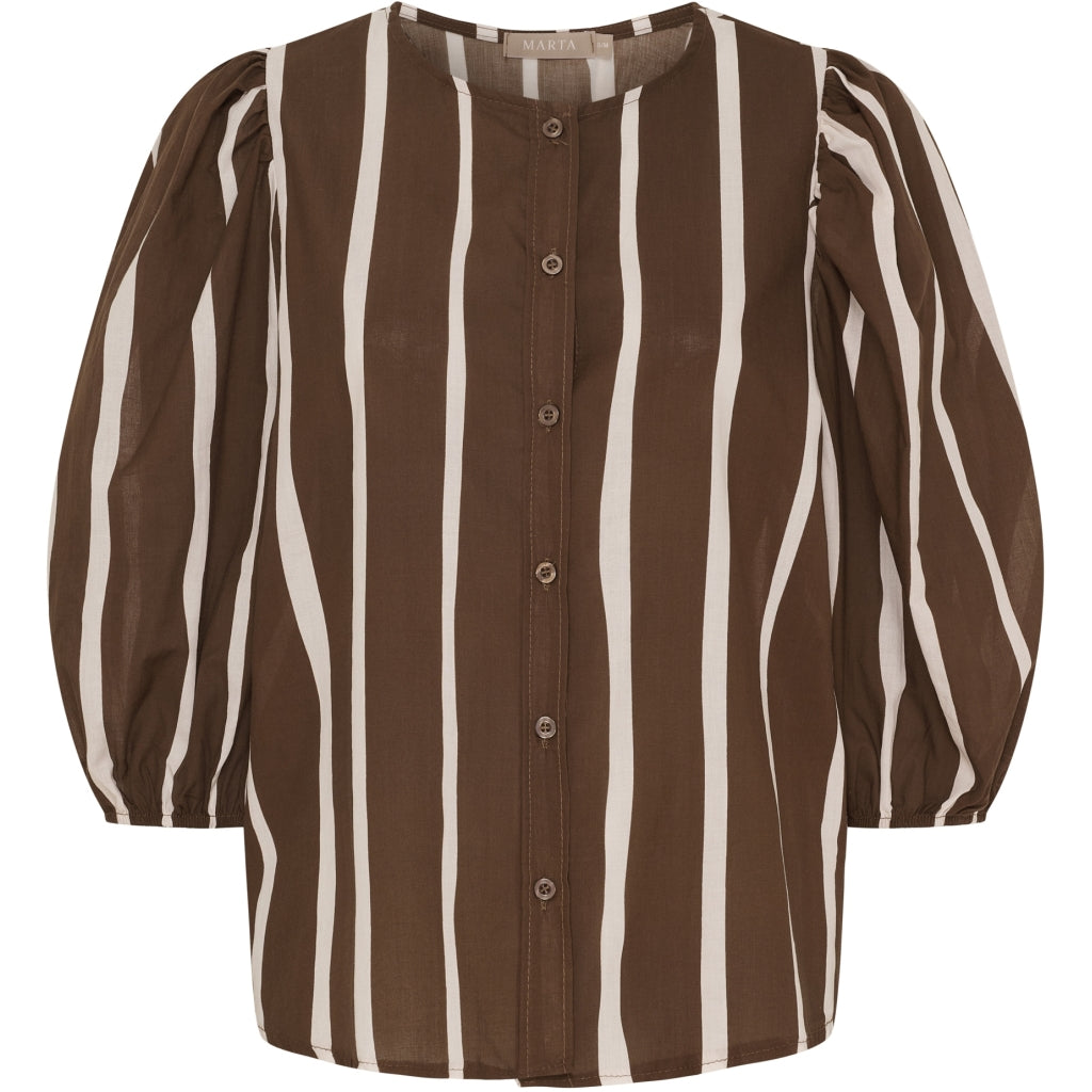 Marta Du Chateau Dame Bluse Mdcevelina 58130m - Brown Stripe