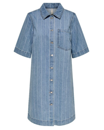 Only Dame Kjole Onlasta - Light Blue Denim Stripe