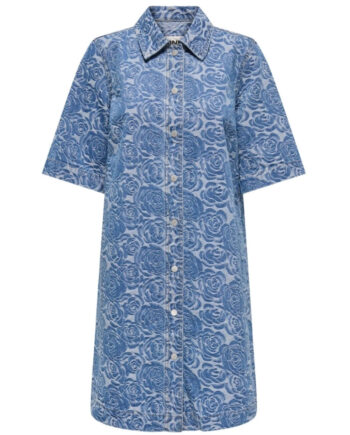 Only Dame Kjole Onlbelle - Medium Blue Denim Flower