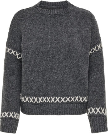 Only Dame Strik Onlamanda - Dark Grey Melange Cloud Dancer