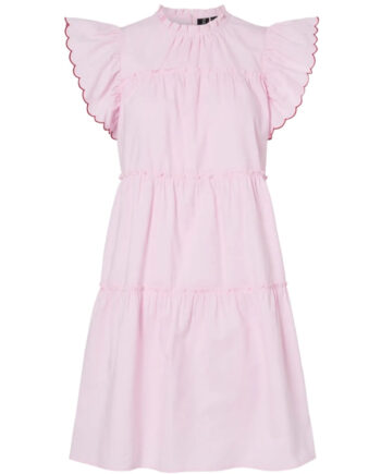 Pieces Dame Kjole Pcjilla - Pink Tulle Goji Berry Stitching