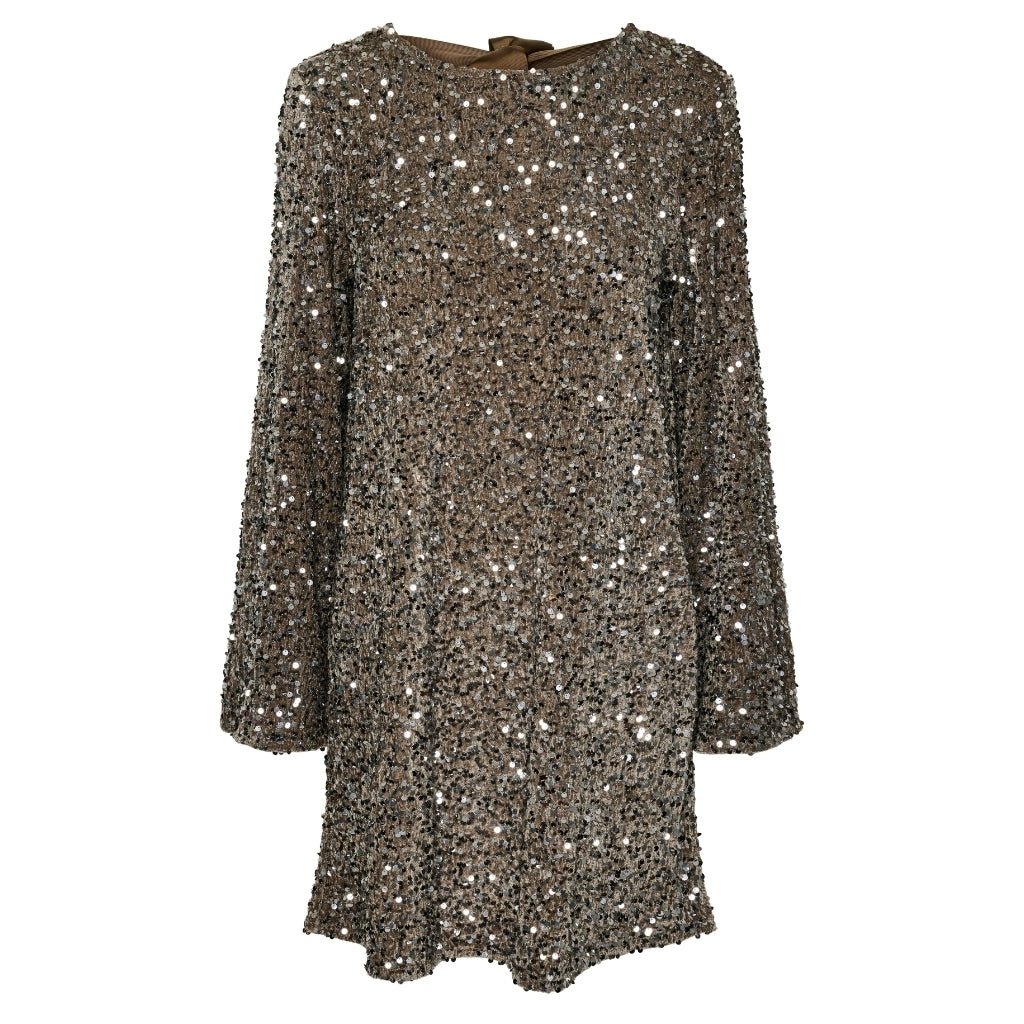Pieces Dame Kjole Pckam - Morel Silver Sequins