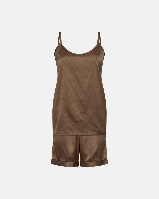 Pyjamas M. Shorts "satin" | Polyester | Brun