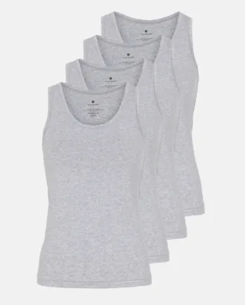 Tanktop 4-pak | Bambusviskose | Grå Melange