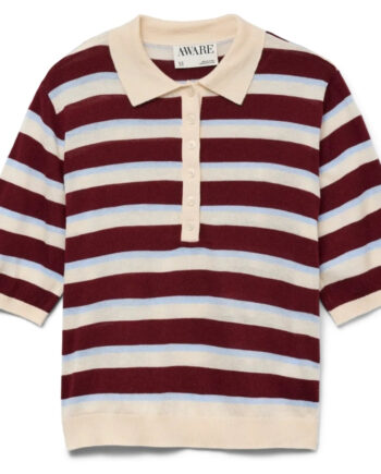 Vero Moda Dame Polo Awsikita - Birch Stripes Zinfandel