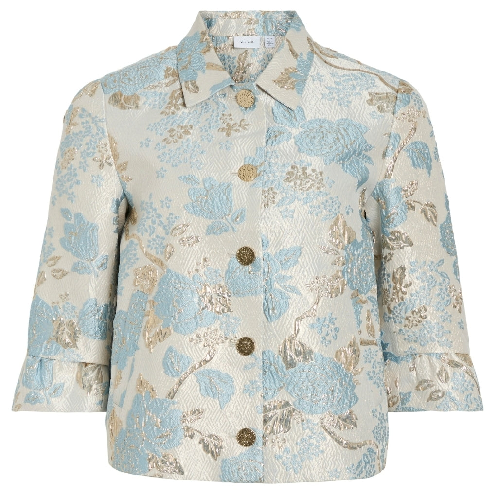 Vila Dame Blazer Viothea - Snow White Jaquard Blue/gold