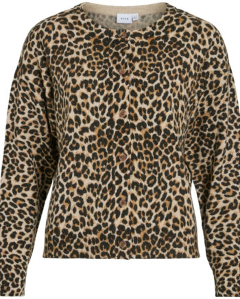 Vila Dame Cardigan Viril - Birch Leopard