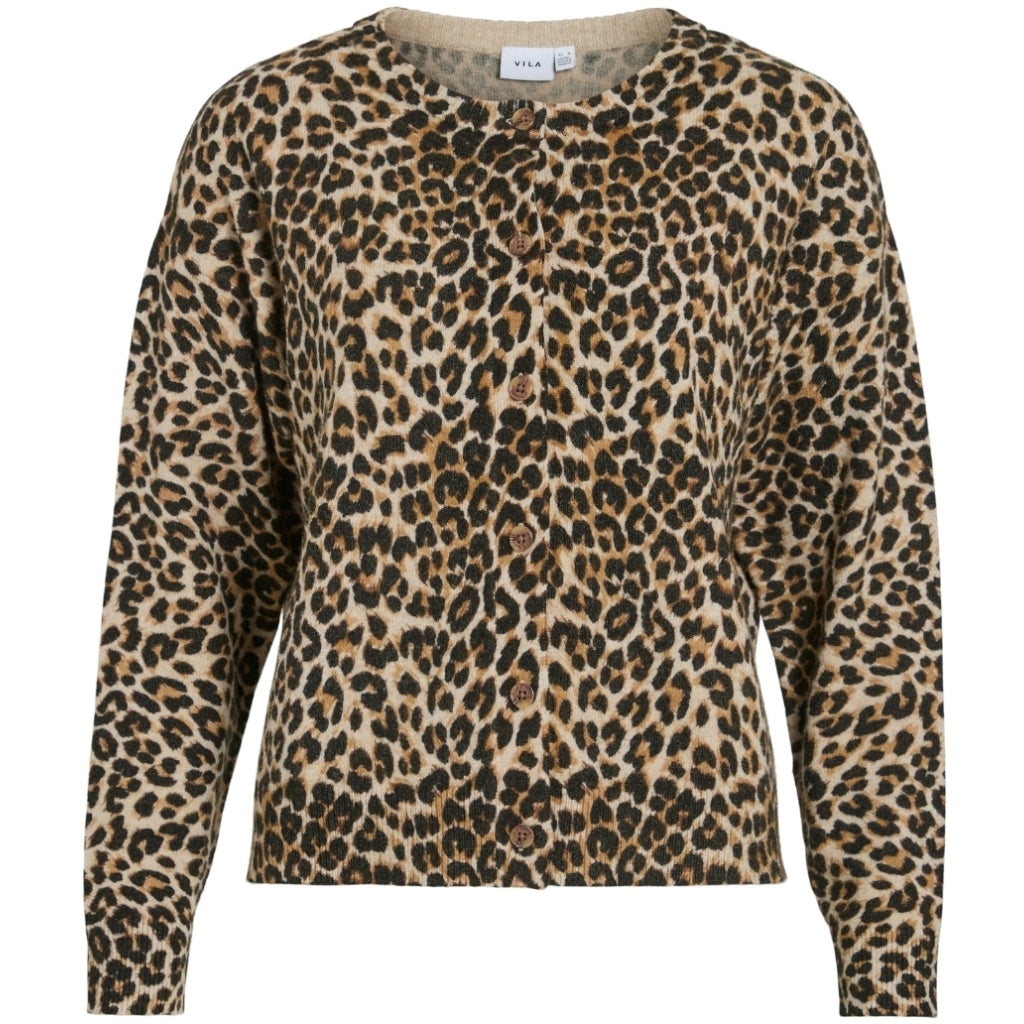 Vila Dame Cardigan Viril - Birch Leopard