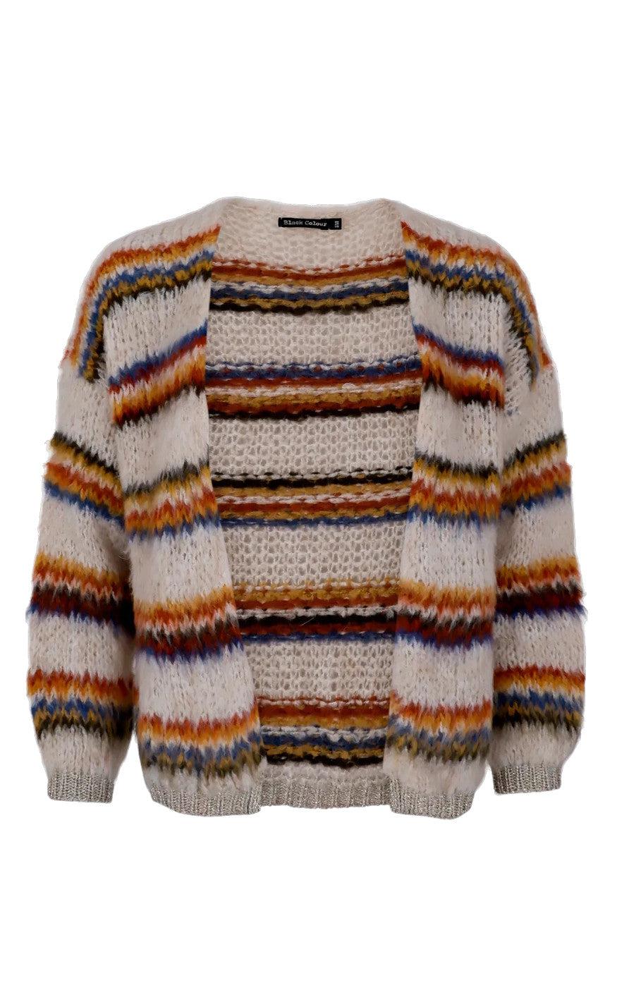 Black Colour Cardigan - Cayenne - Creme