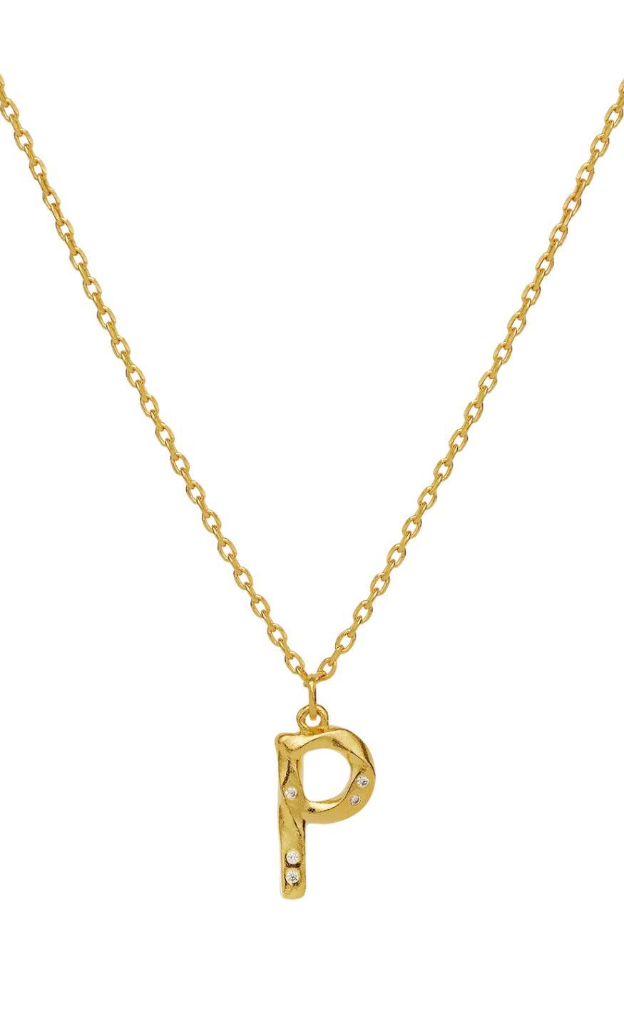 Maanesten Halskæde - P Alphabet - Gold Colour