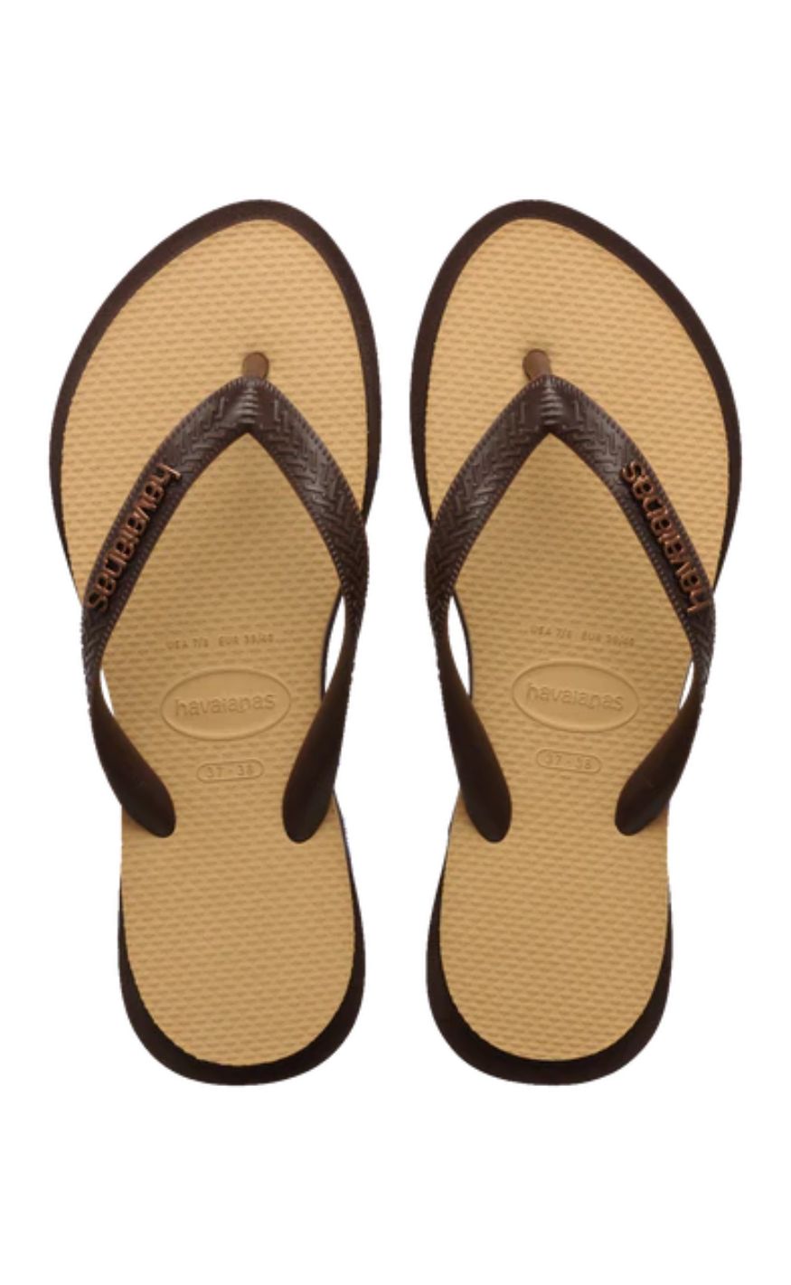 Havaianas Klipklapper / Sandal - Top Point Fusion - Dark Brown/golden