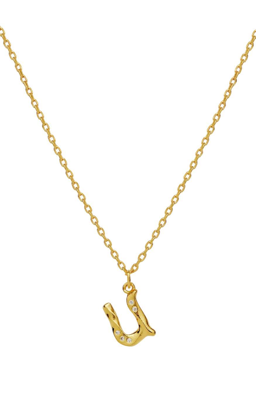 Maanesten Halskæde   Alphabet Gold Colour