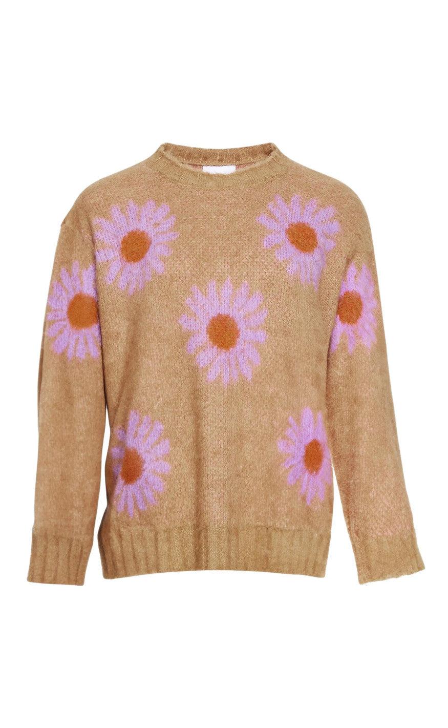 Noella Sweater - Raya - Sand/lavender Flower