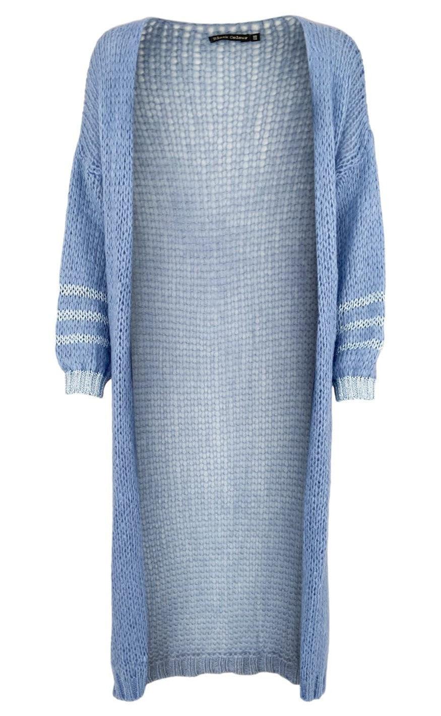 Black Colour Cardigan - Fabienne Long - Light Blue