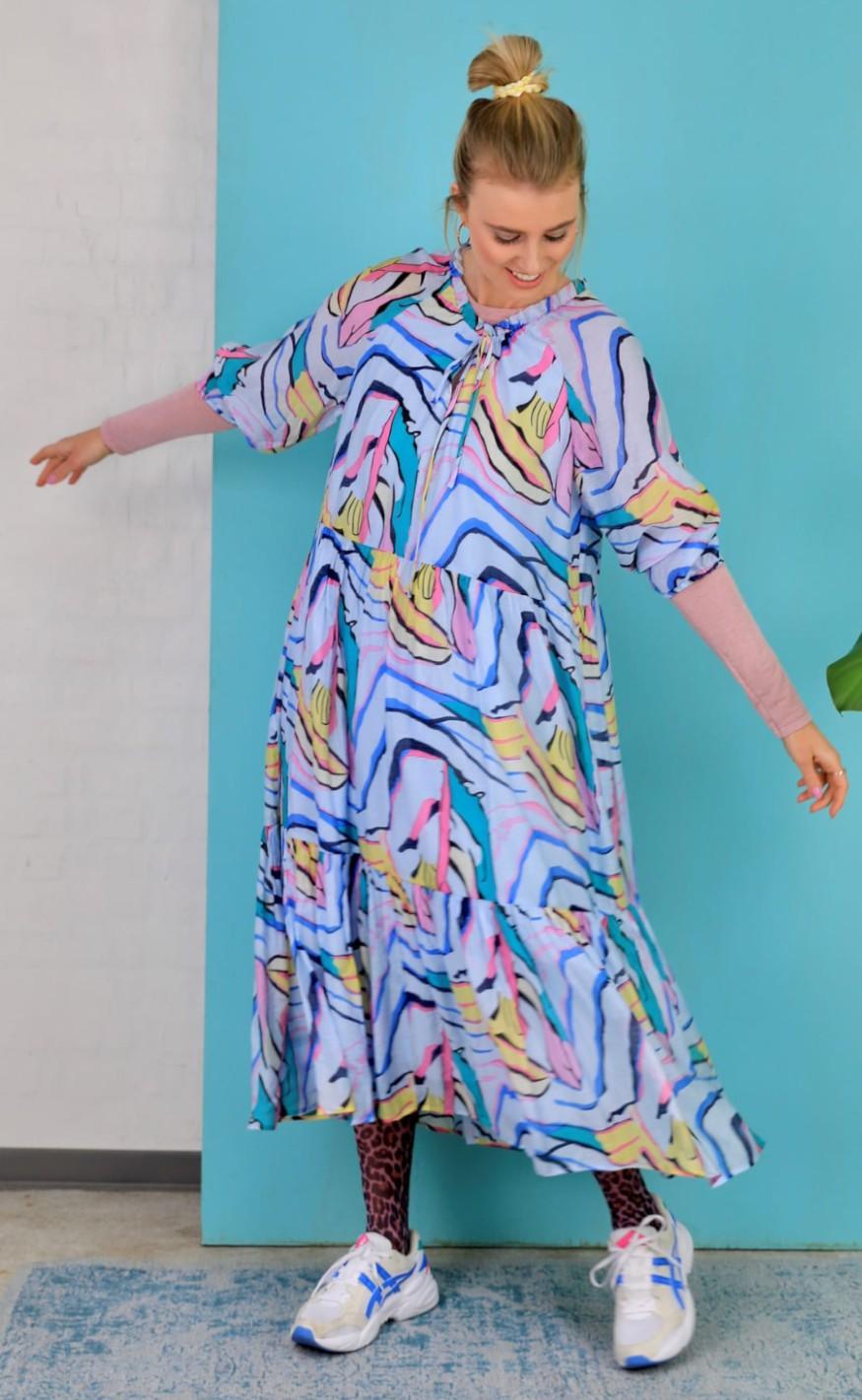 Black Colour Kjole - Abella  Graphic Boho - Blue Graphic