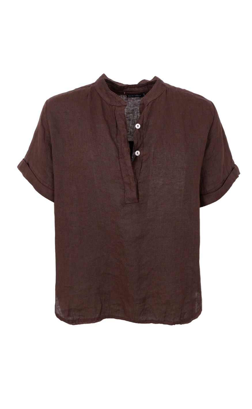 Black Colour Skjorte - Melina Ss Linen - Coffee